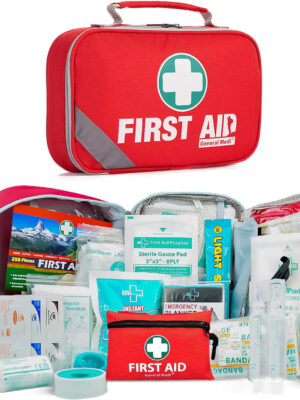 General Medi 2-in-1 First Aid Kit (215 Piece Set) + 43 Piece Mini First Aid Kit -Includes Eyewash. Ice(Cold) Pack. Moleskin Pad and Emergency Blanket for Travel. Home. Office. Car. Workplace