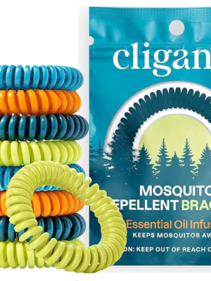 Cliganic 10 Pack Mosquito Repellent Bracelets, DEET-Free Bands, Individually Wrapped (Packaging May Vary)