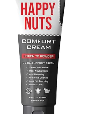 HAPPY NUTS Comfort Cream Deodorant For Men: Anti-Chafing Sweat Defense, Odor Control, Aluminum-Free Mens Deodorant & Hygiene Products for Men's Private Parts 3.4 oz.(1 Pack, Original)